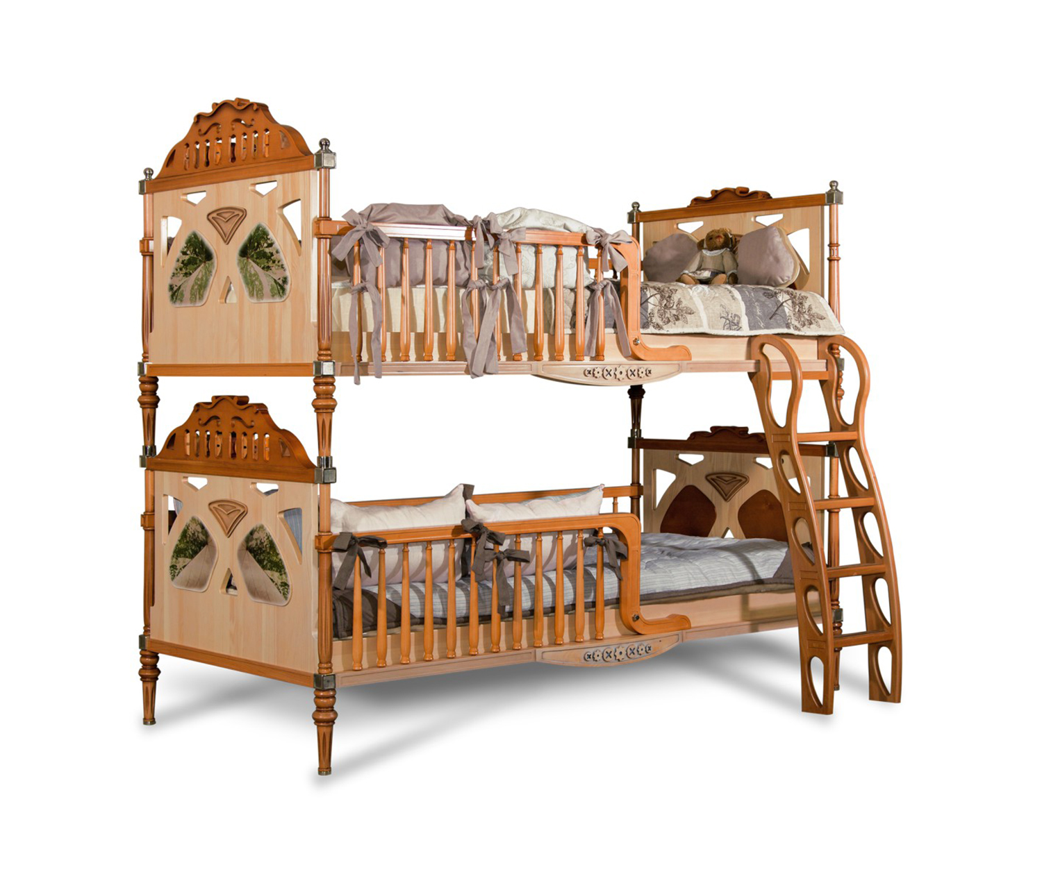 Кровать «Amafor» двухъярусная со съемными ограничителями от фабрики элитной детской мебели VinsenT Kids